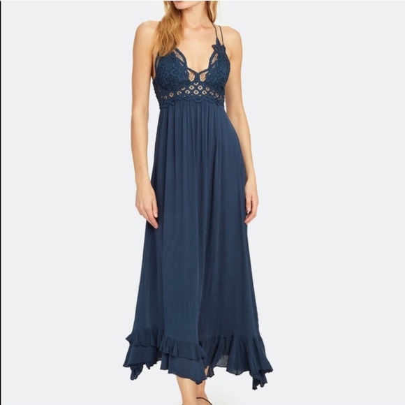 Free People Dresses & Skirts - NWT Free People Adella Navy Blue Maxi Dress Small